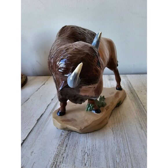 Vintage ceramic buffalo bison statue figurine unique large - Picture 7 of 10